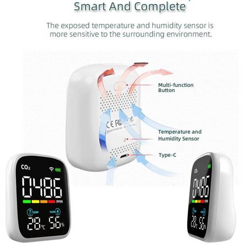 Elektr.monitor CO2 pomiar ciągły + temperatura + wilgotność, Wi-Fi