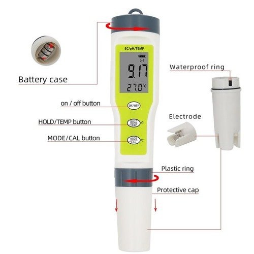 Elektroniczny miernik 3w1 - pH + EC + temperatura